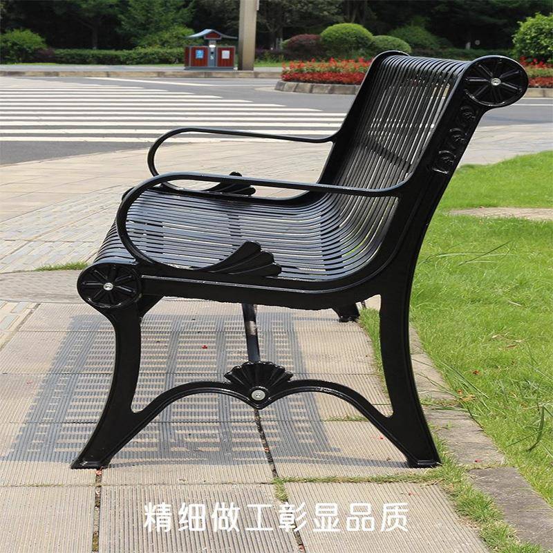 户外铁艺公园椅室公园庭IHU长椅子双园人休闲院长凳子铸铁休闲外