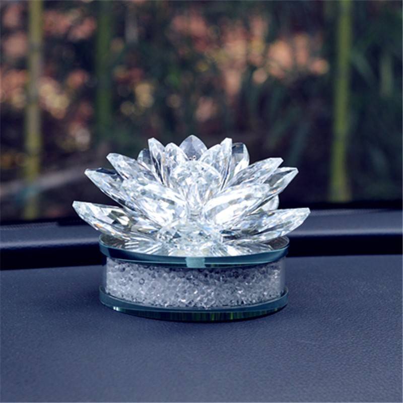汽车水晶莲花摆件 创意车载车用内饰用品摆件车家两用饰品