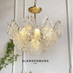 主卧室灯 浪漫珍珠房间灯具轻奢温馨新款 法式 水晶吊灯创意玻璃时尚