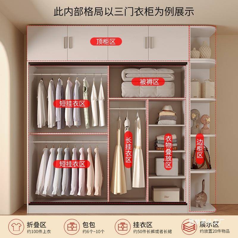 衣柜6家用室拉门实木卧出租房用经济型新款202小户衣柜家用推型大