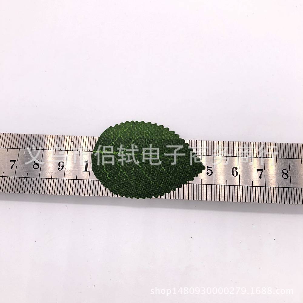厂家直销仿真丝印叶子、绿色仿真假树叶片丝网花配饰花朵配饰材料