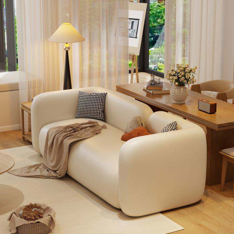 奶油风皮艺沙发2025新款小户型客厅卧室双人三人公寓直排布艺沙发