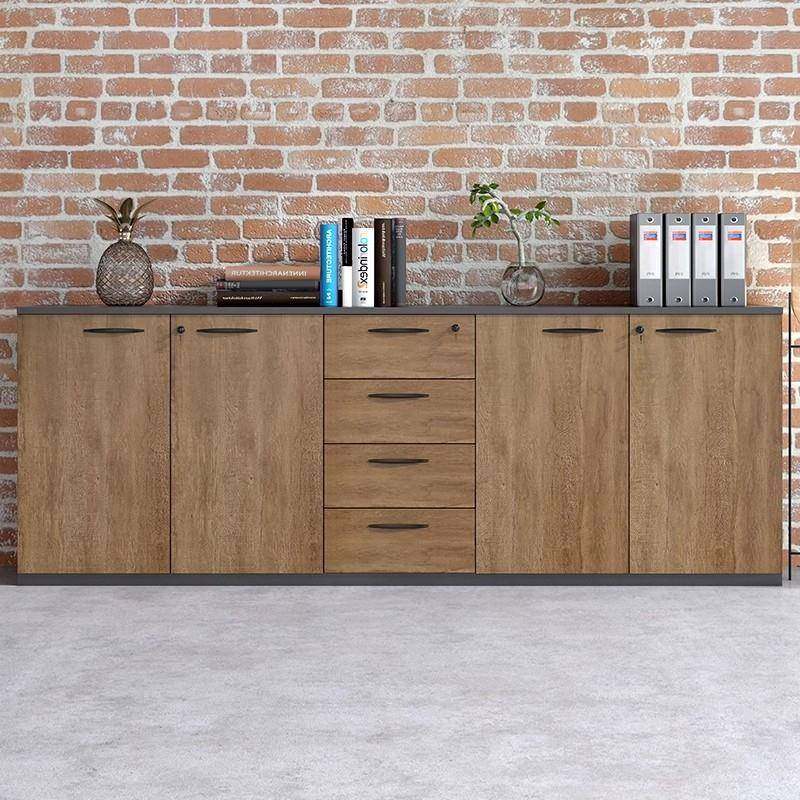 办公室文件柜矮柜木质储物柜资料柜打印机柜收纳柜落地茶水柜带锁