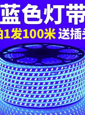 220V蓝色灯条超高亮天花吊顶KTV招牌灯箱装饰长条灯蓝光LED灯带