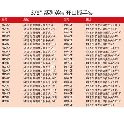 10MM系列英制开口扳手头 3/8英制开口扳手头 9/16寸 J4918CF