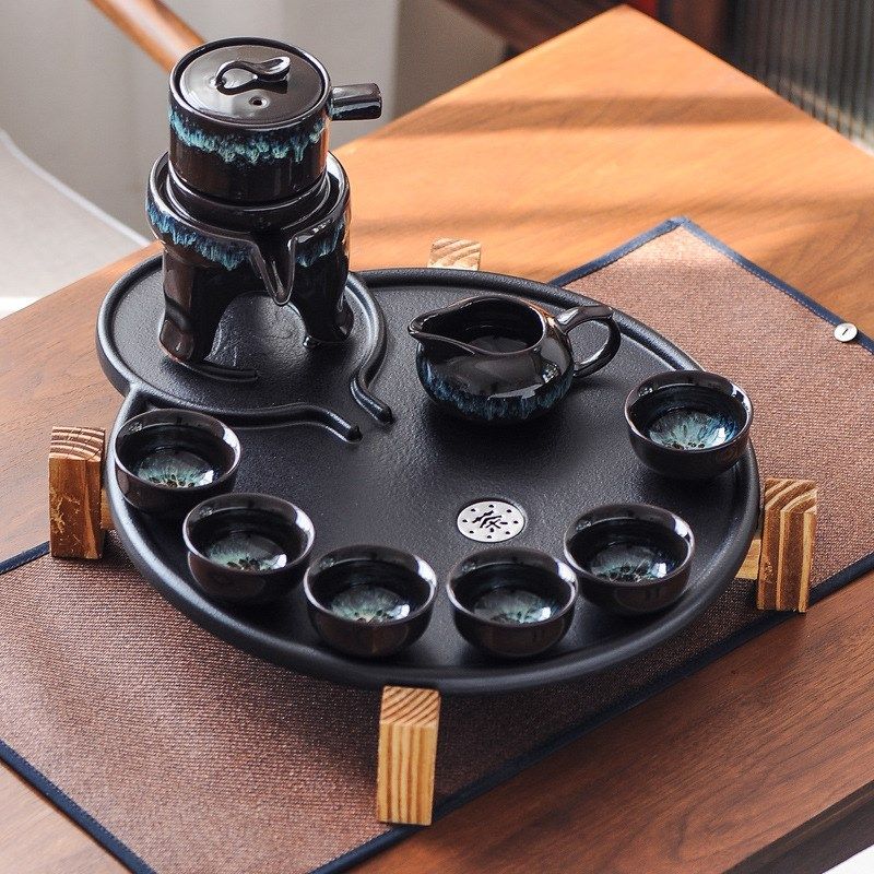 水转印 茶盘家用变色新款小型圆形密胺茶托盘排水带陶瓷茶具套装,餐饮具,旅行茶具,淘宝优惠券,粉丝福利购,淘宝优惠卷