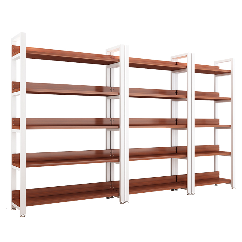 书架落地多层置物架家用现代简易书柜钢木收纳层架铁艺置物架可定