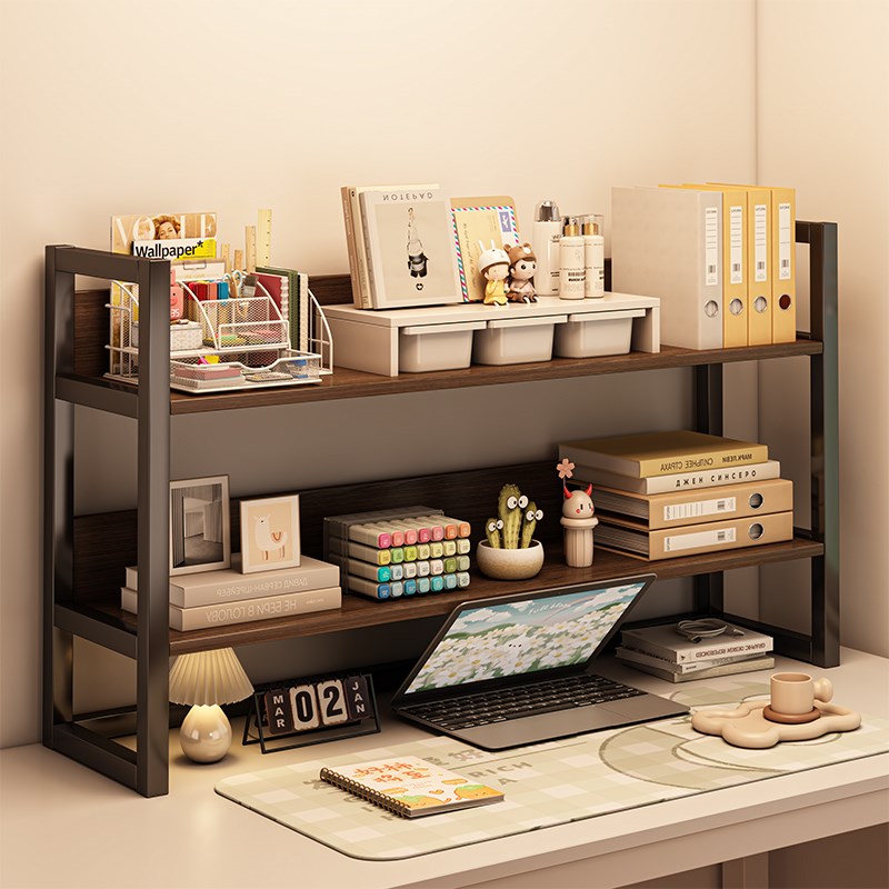 桌面多层简约书架多功能学生书桌上收纳置物架铁艺洞洞板可放桌面