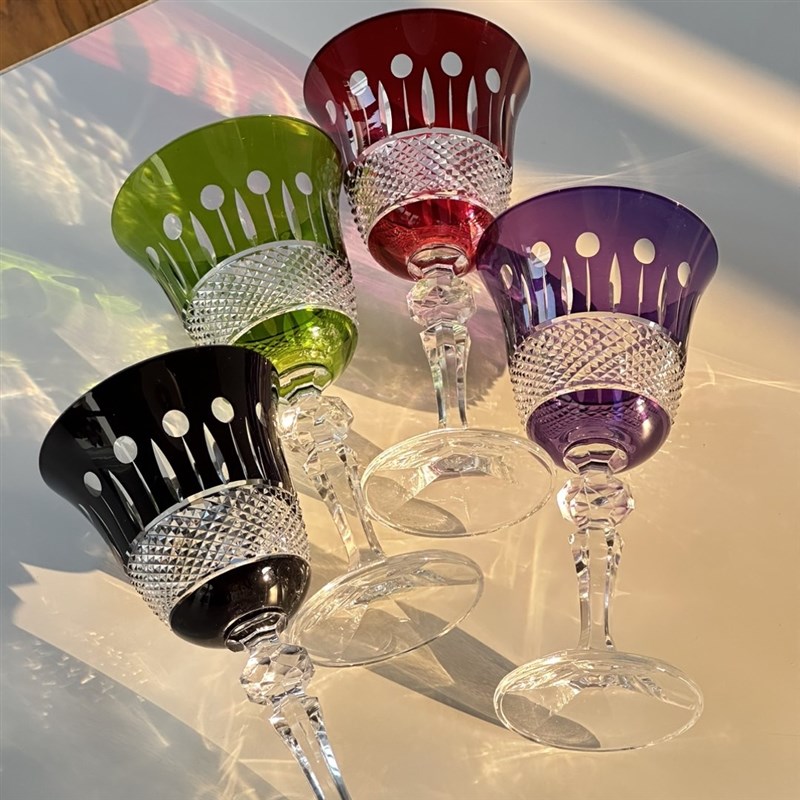 边集EDITOR 波兰Julia水晶高脚杯手工切割葡萄酒杯多色透明礼盒