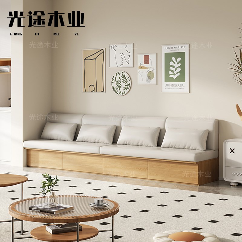小户型高箱储物榻榻米沙发两用现代简约客厅抽拉式卡座功能沙发