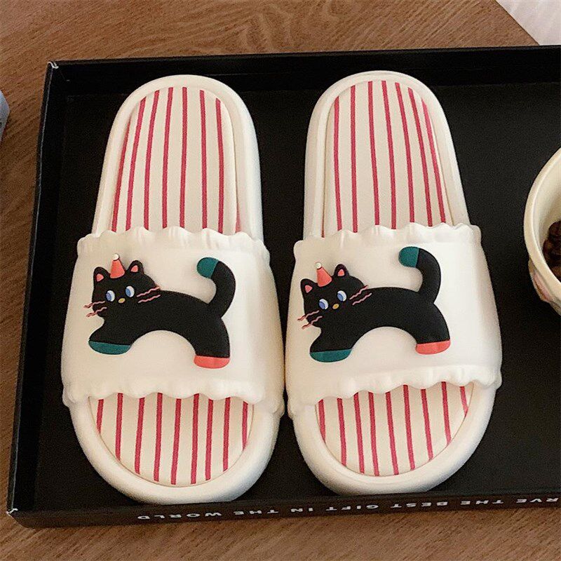 女生拖鞋学生宿舍防臭防滑夏外穿踩屎感厚底浴室洗澡可爱一字凉拖