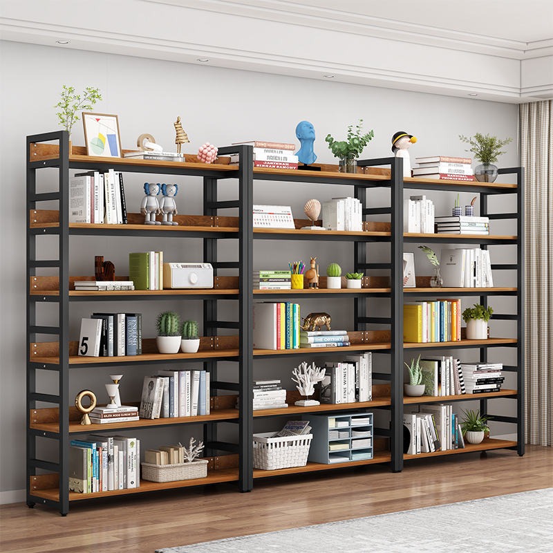 书架落地储物架子简易钢木货架儿童收纳架家用多层书柜铁艺置物架
