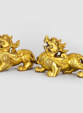纯铜貔貅摆件大号一对办公室家用客厅店铺装饰品皮丘开业乔迁礼品