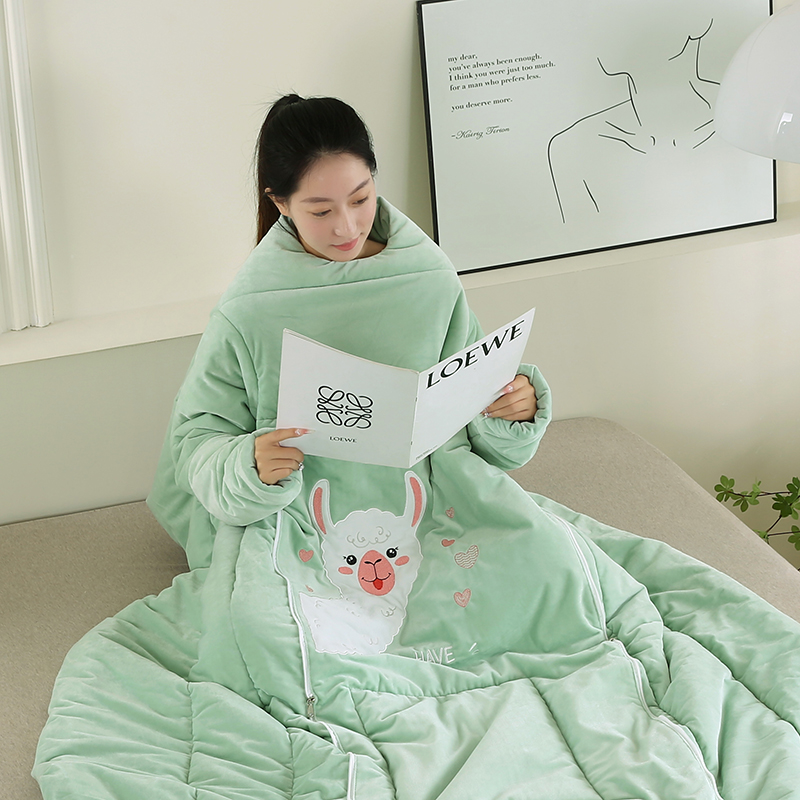 冬天多功能懒人抱枕被子可穿式两用秋冬沙发看电视玩手机挂绳袖毛