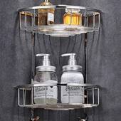 304置不锈钢浴室架卫生间挂INP式 三角篮浴室转角壁双物层收纳网篮