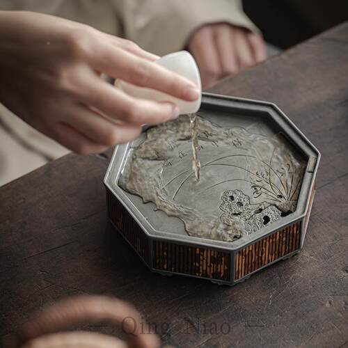 古锡壶承储水小茶台高端茶壶圆形用小托盘建古锡壶承水家盘蓄茶水