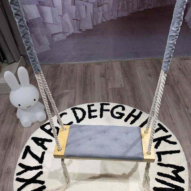 INS室内秋千儿童客厅阳台娱乐玩具实木吊椅悬挂吊顶家用吊篮椅木