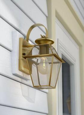 美式全铜壁玻璃焊简约别墅防阳YW37082台家用户外灯防水锈锡庭院