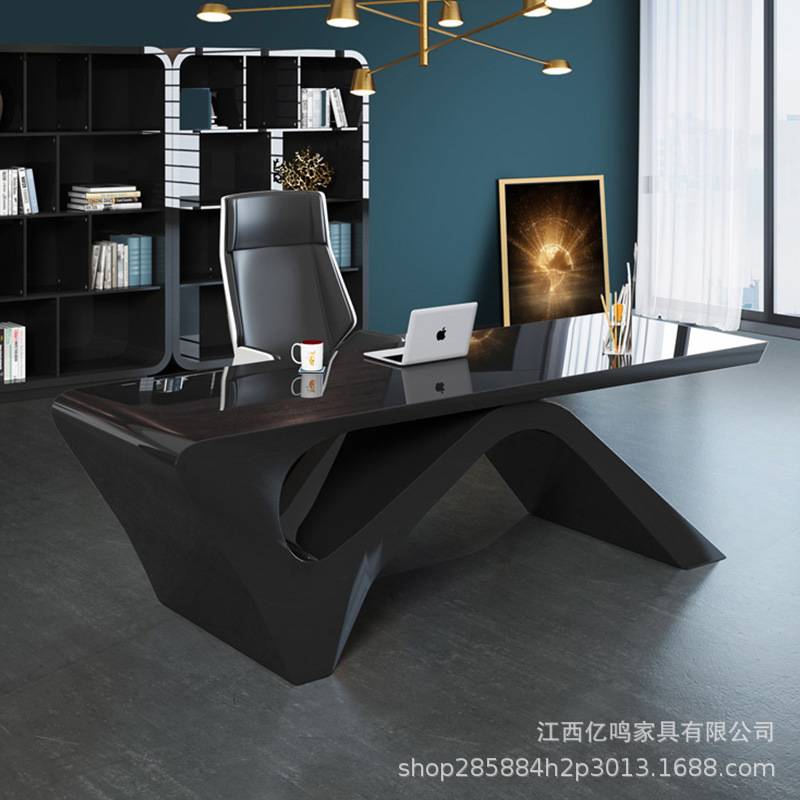 烤漆老板桌现代简约时尚大班台医美咨询桌椅总裁经理办公桌椅组合