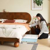 实床婚床室SDN矮床原木床民宿复古床新品 现代简8约1卧米双人木主