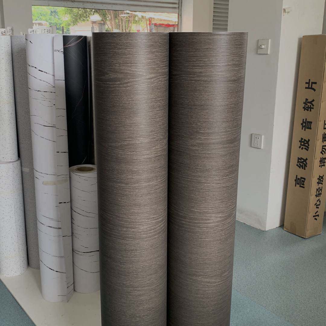 特厚导气槽灰色木纹膜背胶自粘墙纸装波音饰软片家具翻新改色贴
