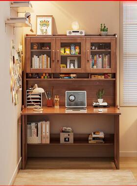 小户型童学习儿RIZ桌脑桌子简易工折作台实木叠书桌电书架一体桌