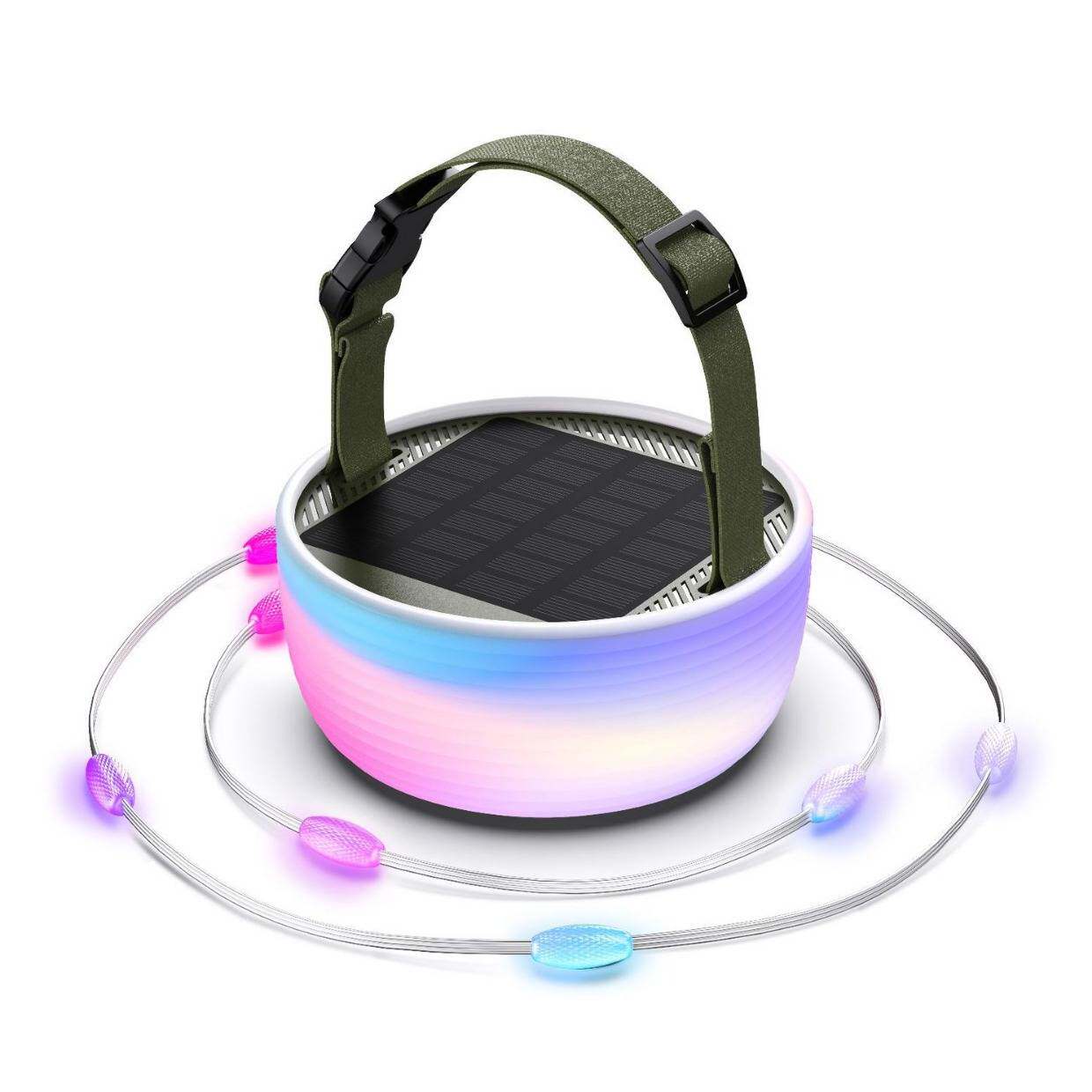 跨境新款太阳能户外露营灯收纳照明防水七彩氛围led便携式小夜灯