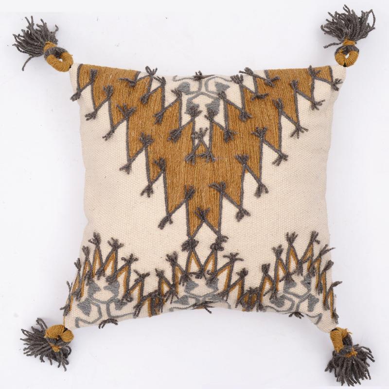 工图|麦田守织望者摩洛哥风格手编TT-150羊毛涂抱枕印度进口简约