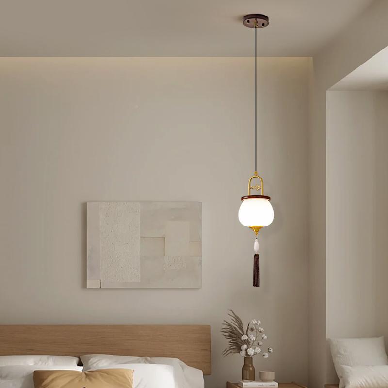 实新中式木小吊灯单头创意台楼梯床头吊灯499吧书茶室房灯具玄关
