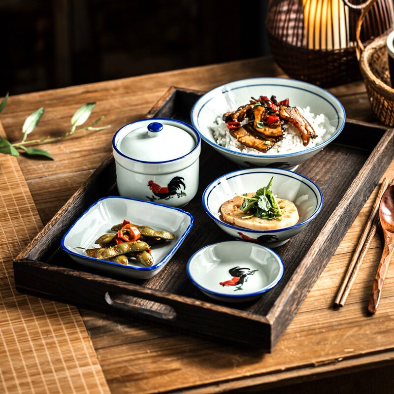 斗笠大碗面碗吃饭的碗一整套碗碟套装家用一人食餐具陶瓷漂亮碗盘