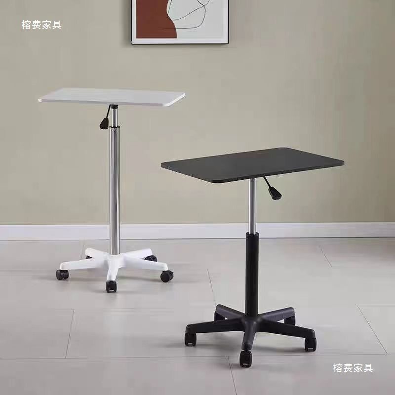 带滑轮小型床边桌站立式工作台电脑办公书桌讲台可移动升降桌