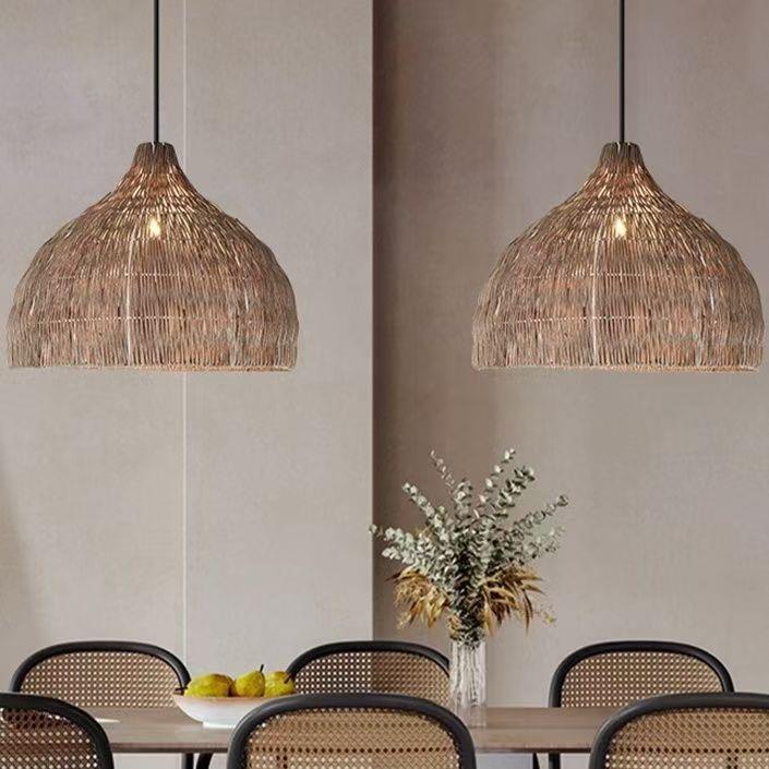 藤藤编吊灯日式民宿厅餐厅客卧室台灯笼东南亚麻绳田园艺吊361灯