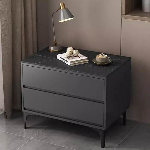 0实木烤漆岩板682床头柜2轻24新款卧室家用储物收纳柜奢简全约床