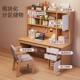 实340木桌学生家用书习写字架桌卧室书一体桌子学书柜抽屉成人电