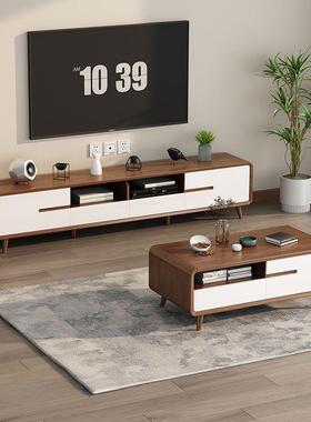 2024新款电视柜户小YPN型木框新中式茶几家用成套具收实纳柜储家