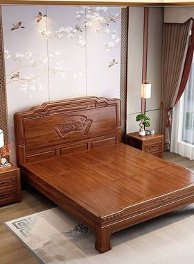 花梨木实木床全实木中式古典雕花双人主卧1.8米chua床