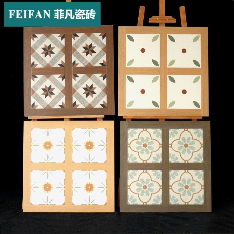 法式木纹拼花瓷砖600xr600阳台餐厅庭院复古全瓷地砖书房玄关花砖