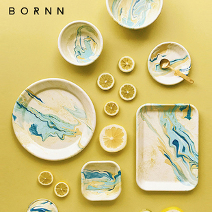 土耳其Bornn搪瓷餐具珐琅蛋糕盘子小众感早餐盘小蝶盘酸奶燕麦碗