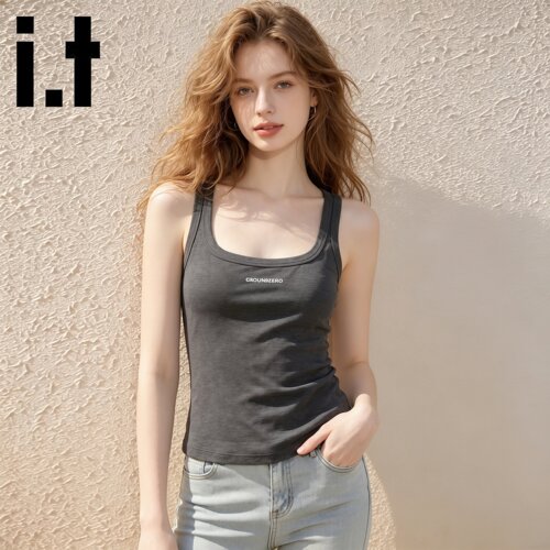 i.tGROUNDZERO美式工字背心女夏季外穿修身显瘦运动吊带内搭上衣