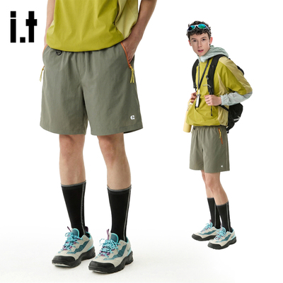 GROUND ZERO男女同款速干多口袋宽松夏季休户外运动短裤