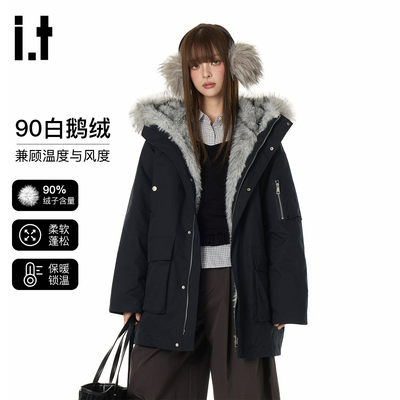 GROUNDZERO男士连帽鹅绒羽绒服