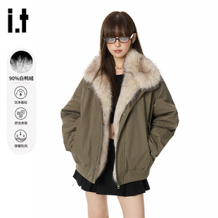 i.t GROUNDZERO 座山雕可拆卸毛领加厚保暖防寒工装夹克式羽绒服