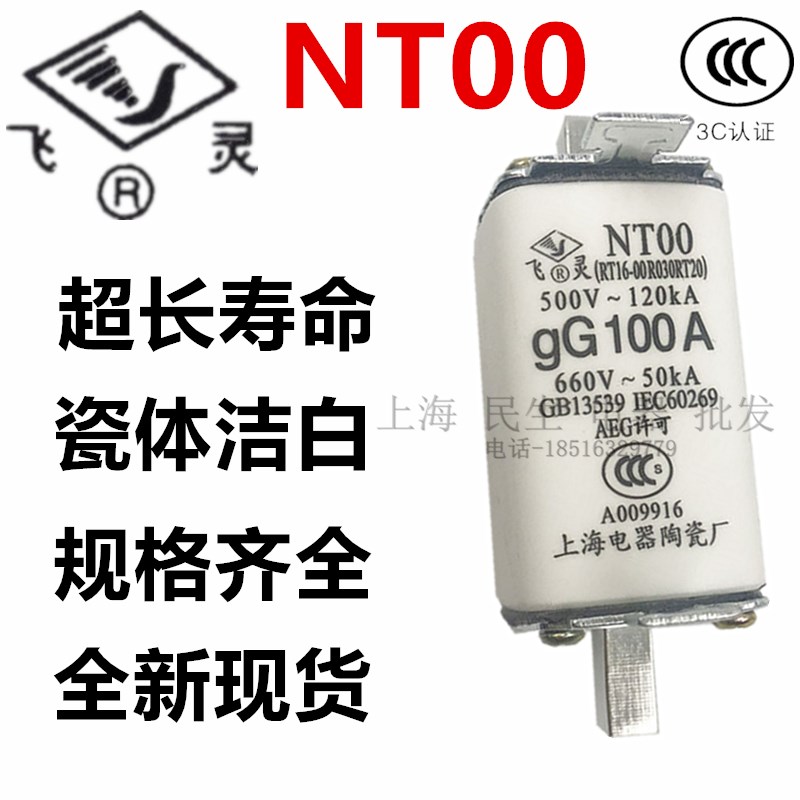 方管刀型陶瓷熔断体 飞灵NT00 RT16-00 RD031 25 32 63 80100A125