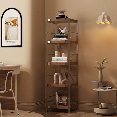 家用日式置物架落地多层客厅收纳架靠墙书架阳台储物架中古收纳架