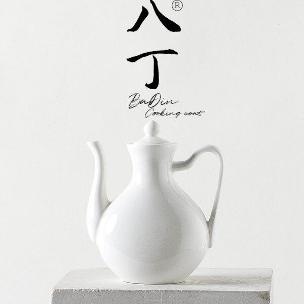 中式简约风纯白骨瓷仿古醋壶酱油调味料香油瓶桌面配套水茶壶罐子