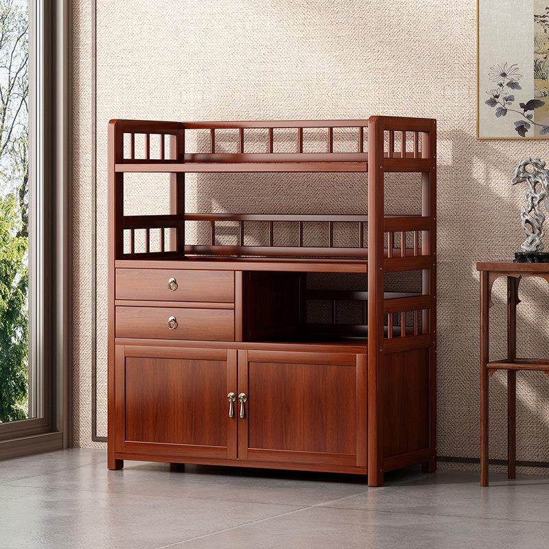 实木简约复古博古架茶水柜多功能收纳多层茶叶柜置物架多宝阁收纳