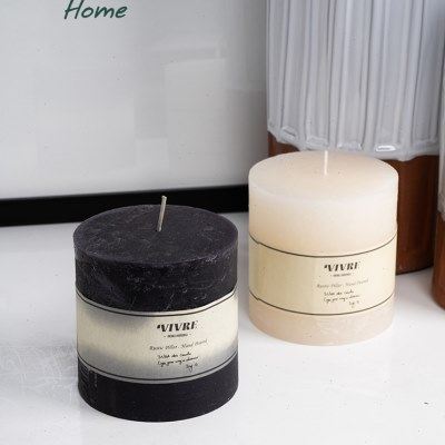HERMOSO 北欧山脉纹黑色白色粗蜡烛摆件香薰蜡烛室内氛围餐桌装饰,家居饰品,香薰蜡烛,淘宝优惠券,粉丝福利购,淘宝优惠卷