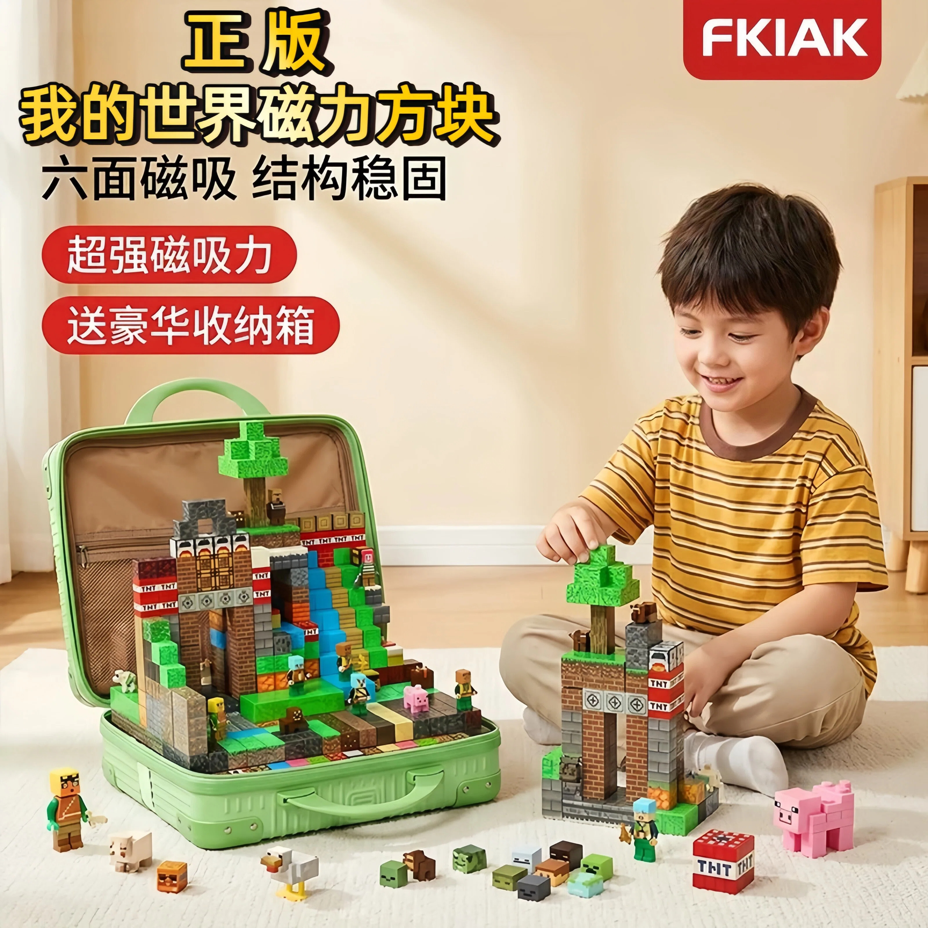 德国正版我的世界磁力方块磁吸积木2026新款儿童玩具男孩生日礼物