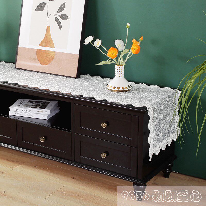 95N99简约现代蕾丝客厅餐桌布艺欧式茶几垫长条形斗柜电视柜桌旗