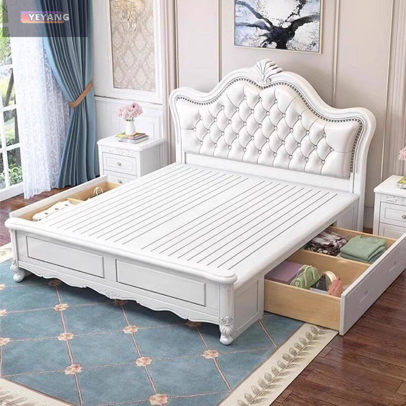 美式实木床主卧白色软包公主床床双人婚床现代简约豪华双人床大人